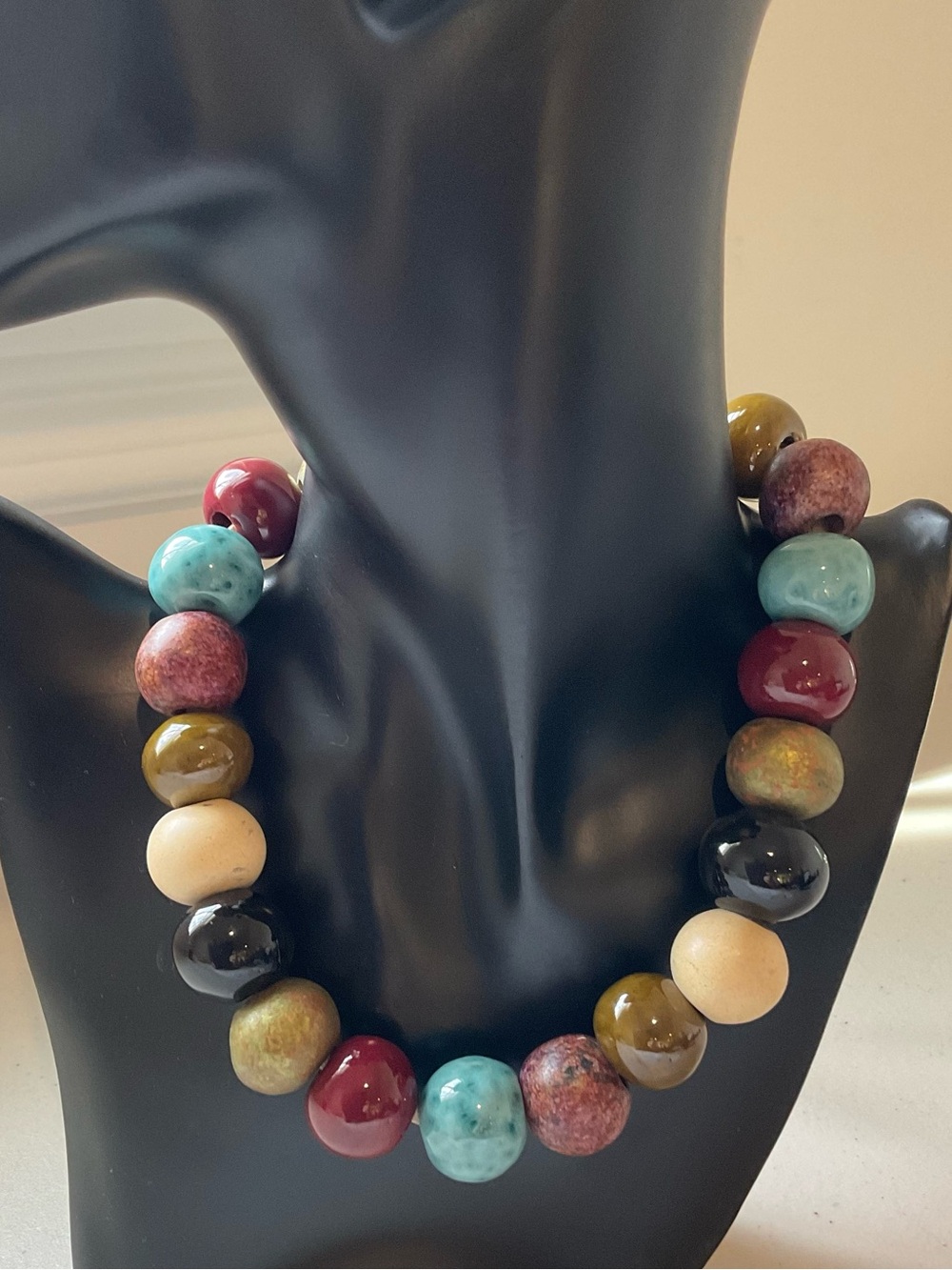 Glazed Chunky Bead Statement Necklace